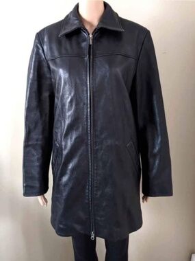 Danier genuine black leather jacket coat, men’s medium
